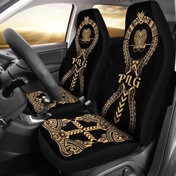 Papua New Guinea Car Seat Covers Polynesian Tribal Gold 105905 - YourCarButBetter
