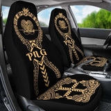 Papua New Guinea Car Seat Covers Polynesian Tribal Gold 105905 - YourCarButBetter