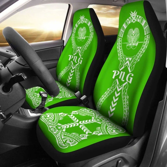 Papua New Guinea Car Seat Covers Polynesian Tribal Green 105905 - YourCarButBetter