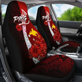 Papua New Guinea Polynesian Car Seat Covers - Coat Of Arm With Hibiscus - 232125 - YourCarButBetter