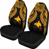 Papua New Guinea Polynesian Car Seat Covers Pride Seal And Hibiscus Gold - 232125 - YourCarButBetter