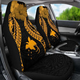 Papua New Guinea Polynesian Car Seat Covers Pride Seal And Hibiscus Gold - 232125 - YourCarButBetter