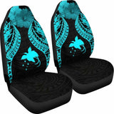 Papua New Guinea Polynesian Car Seat Covers Pride Seal And Hibiscus Neon Blue - 232125 - YourCarButBetter