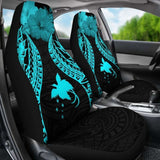 Papua New Guinea Polynesian Car Seat Covers Pride Seal And Hibiscus Neon Blue - 232125 - YourCarButBetter