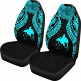 Papua New Guinea Polynesian Car Seat Covers Pride Seal And Hibiscus Neon Blue - 232125 - YourCarButBetter