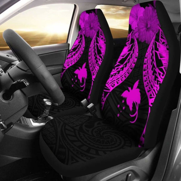 Papua New Guinea Polynesian Car Seat Covers Pride Seal And Hibiscus Pink - 232125 - YourCarButBetter