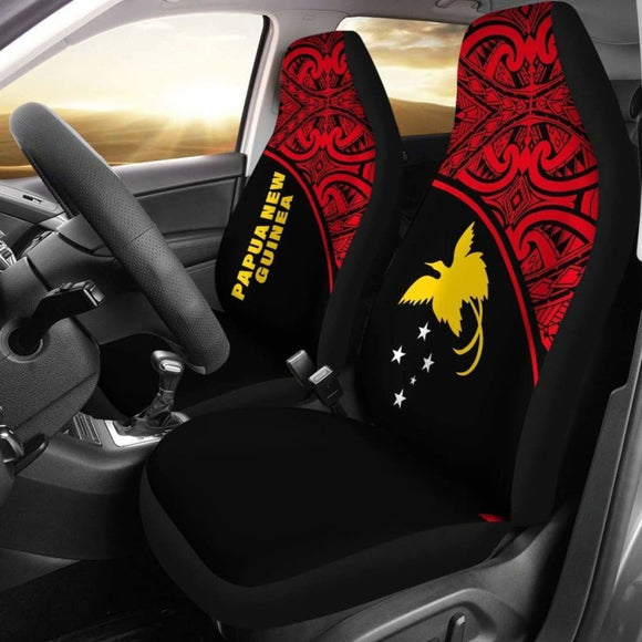 Papua New Guinea Polynesian Car Seat Covers - Red Curve - 105905 - YourCarButBetter