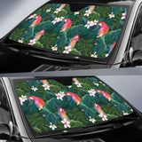 Parrot Palm Tree Leaves Flower Hibiscus Pattern Car Auto Sun Shades 104020 - YourCarButBetter