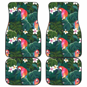 Parrot Palm Tree Leaves Flower Hibiscus Pattern Front And Back Car Mats 232125 - YourCarButBetter