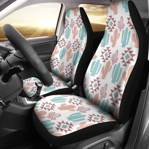 Pastel Rose And Turquoise Cactus Boho Cactus Pattern Car Seat Covers Set 174510 - YourCarButBetter