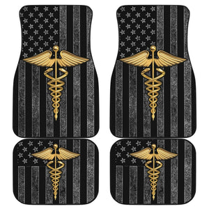 Patriot Nurse Thin Grey Line American Flag Car Floor Mats 211804 - YourCarButBetter