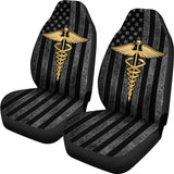 Patriot Nurse Thin Grey Line American Flag Car Seat Covers 211804 - YourCarButBetter