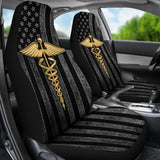 Patriot Nurse Thin Grey Line American Flag Car Seat Covers 211804 - YourCarButBetter