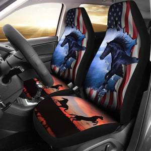 Patriotic American Flag Horse Awesome Silhouette Car Seat Covers 212701 - YourCarButBetter