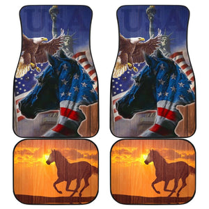 Patriotic Horse American Flag Silhouette Horse Car Floor Mats 212701 - YourCarButBetter