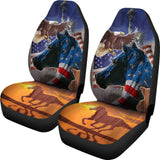 Patriotic Horse American Flag Silhouette Horse Car Seat Covers 212701 - YourCarButBetter