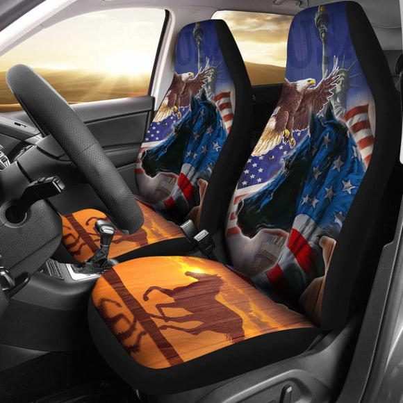 Patriotic Horse American Flag Silhouette Horse Car Seat Covers 212701 - YourCarButBetter