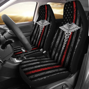 Patriotic Nurse Thin Line Themed Car Seat Covers 211804 - YourCarButBetter