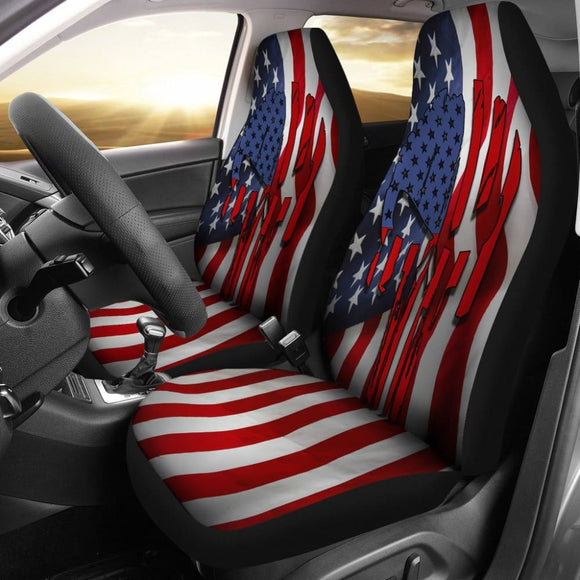 Patriotic Punisher Stars Stripes Car Seat Covers 101819 - YourCarButBetter
