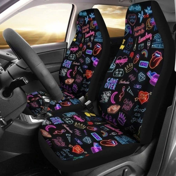 Pattern Neon Advertise Car Seat Covers 153908 - YourCarButBetter