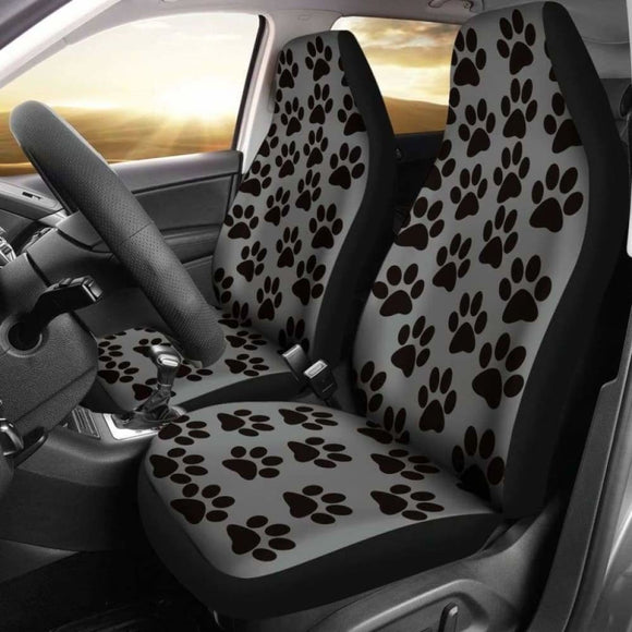 Paw Print Car Seat Covers Grey/Black 161012 - YourCarButBetter