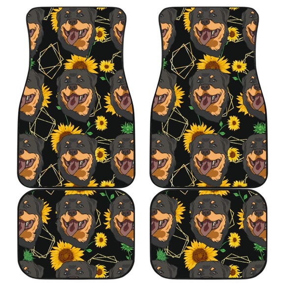 Paws With Rottweiler Sunflower Print Car Floor Mats 210702 - YourCarButBetter