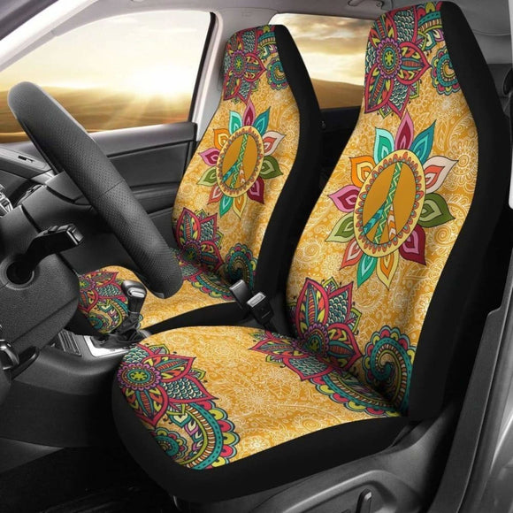 Peace Mandala Yoga Car Seat Covers Yoga Lover & Hippie Style 221205 - YourCarButBetter