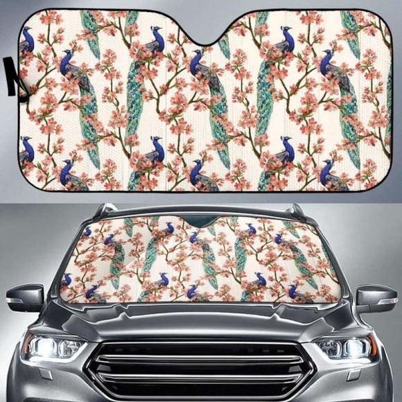 Peacock Tropical Flower Pattern Car Auto Sun Shades 085424 - YourCarButBetter