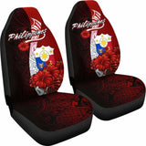 Philippines Polynesian Car Seat Covers - Coat Of Arm With Hibiscus - 232125 - YourCarButBetter