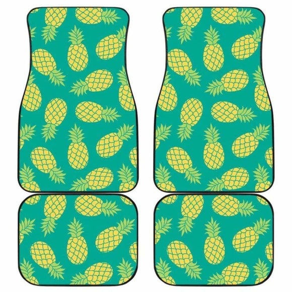 Pineapples Pattern Green Background Front And Back Car Mats 174914 - YourCarButBetter