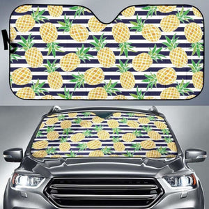 Pineapples Pattern Striped Background Car Auto Sun Shades 460402 - YourCarButBetter