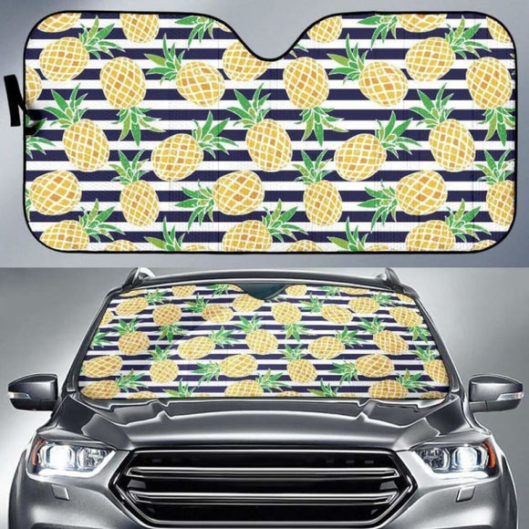 Pineapples Pattern Striped Background Car Auto Sun Shades 460402 - YourCarButBetter