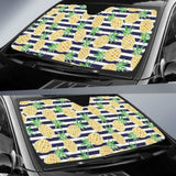 Pineapples Pattern Striped Background Car Auto Sun Shades 460402 - YourCarButBetter