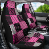 Pink And Black Shabby Chic Patchwork Quilt Style Car Seat Covers 153908 - YourCarButBetter