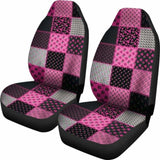 Pink And Black Shabby Chic Patchwork Quilt Style Car Seat Covers 153908 - YourCarButBetter