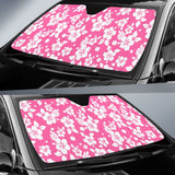 Pink And White Hibiscus Hawaiian Flower Pattern Car Auto Sun Shades 210801 - YourCarButBetter