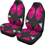 Pink Butterfly on Black Background Car Seat Covers 171204 - YourCarButBetter