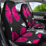 Pink Butterfly on Black Background Car Seat Covers 171204 - YourCarButBetter