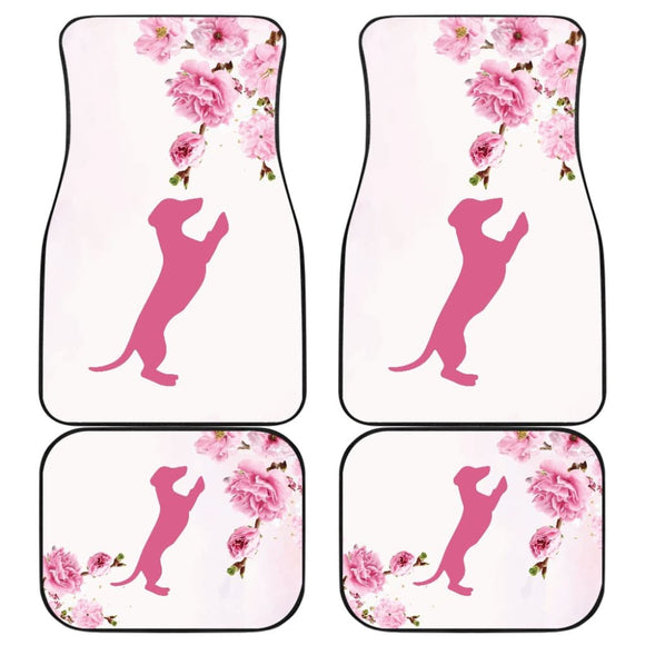 Pink Dachshund And Floral For Flower And Dog Lovers Car Floor Mats 210301 - YourCarButBetter