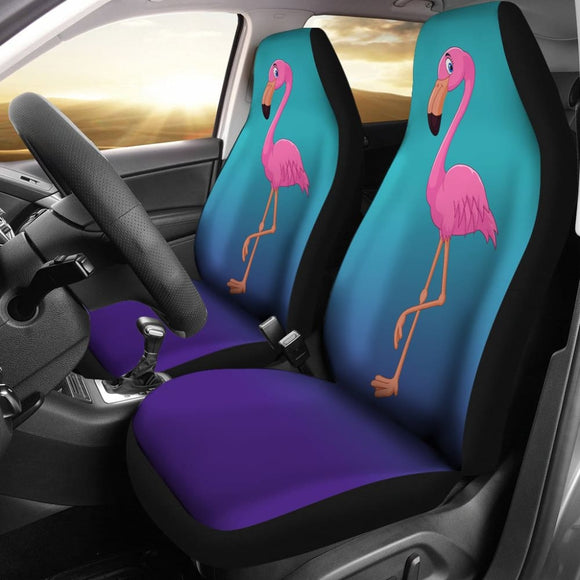 Pink Flamingo Blue Background Car Seat Covers 210502 - YourCarButBetter