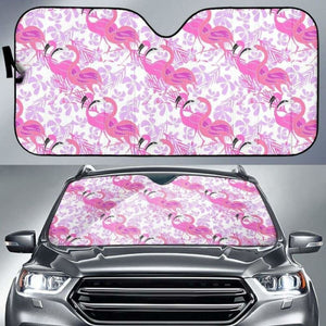 Pink Flamingo Flower Pattern Car Auto Sun Shades 172609 - YourCarButBetter