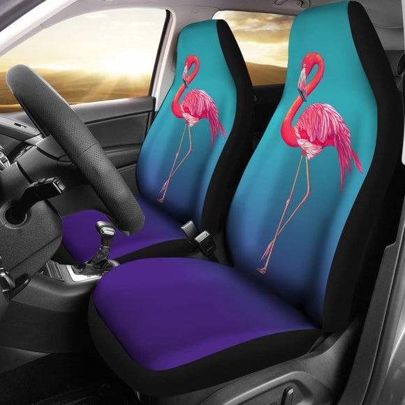 Pink Flamingos On Blue Background Car Seat Covers 210502 - YourCarButBetter