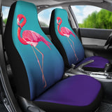 Pink Flamingos On Blue Background Car Seat Covers 210502 - YourCarButBetter