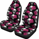 Pink Floral Skull Car Seat Covers 153908 - YourCarButBetter