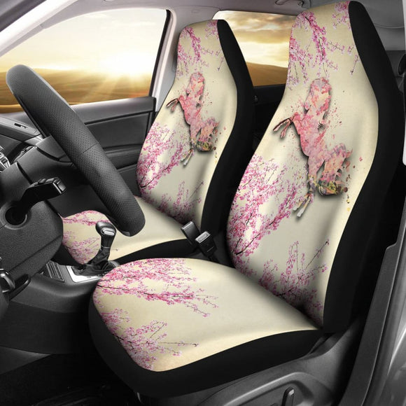Pink Horse Forest Flower Car Seat Covers 211003 - YourCarButBetter