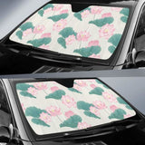 Pink Lotus Waterlily Leaves Pattern Car Auto Sun Shades 182102 - YourCarButBetter