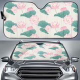 Pink Lotus Waterlily Leaves Pattern Car Auto Sun Shades 182102 - YourCarButBetter