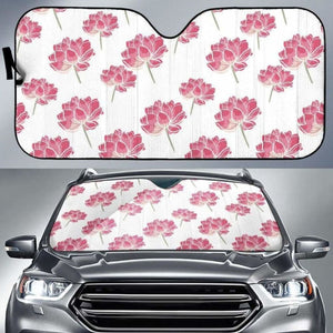 Pink Lotus Waterlily Pattern Car Auto Sun Shades 460402 - YourCarButBetter