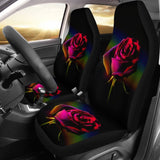 Pink Rose Bush Rainbow Background Floral Lovers Car Seat Covers 211101 - YourCarButBetter