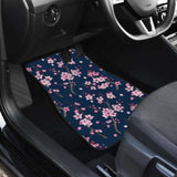 Pink Sakura Cherry Blossom Blue Background Front And Back Car Mats 110424 - YourCarButBetter